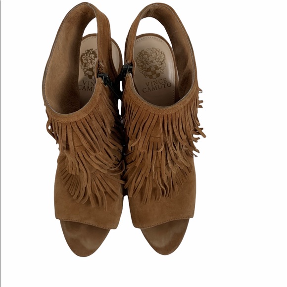 Vince Camuto Jadon Open Toe Fringe Block Heel 8.5 - Picture 4 of 8
